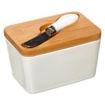 Beurrier & couteau  gr�s  13cm blanc