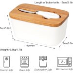 Beurrier avec couvercle en bois, bol a beurre multifonction, récipient a beurre en porcelaine avec couvercle ... Beurrier avec couvercle en bois, bol a beurre multifonction, récipient a beurre en porcelaine avec couvercle ...