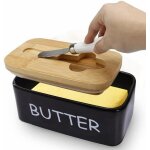 Beurrier en porcelaine avec couvercle hermtique, couteau a beurre en acier inoxydable et beurrier couvert, ...