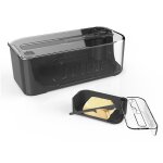 Beurrier rotatif avec couteau et couvercle herm�tique - noir