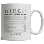Bible emergency hotline numbers cool christian mug - funny religious scripture motivational verses to ...