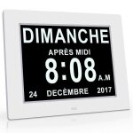 Bk horloge calendrier avec date jour heure grande alarme auto dimming pour les personnes ag�es - alzheimer ...