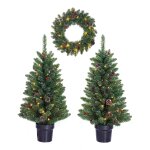 Black box trees creston coffret sapin de no�l et couronne - 2 sapins de no�l artificiels en 1 couronne ...