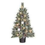 Black box trees kaprun sapin de noel potted vert givre argent blanc chaud 20l 90 tips batterie et minuteur ...