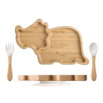 Blanc - ensemble d'alimentation en bambou pour bbs, vaisselle, accessoire alimentaire avec cuillre ...