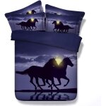 Blanc noir cheval courant parures de lit pour personnes, pi��ces hiver automne housse de couette avec ...