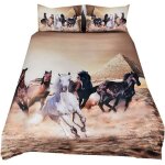 Blanc noir cheval courant parures de lit pour personnes, pi��ces hiver automne housse de couette avec ...
