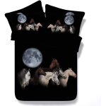 Blanc noir cheval courant parures de lit pour personnes, pi��ces hiver automne housse de couette avec ...