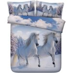 Blanc noir cheval courant parures de lit pour personnes, pi��ces hiver automne housse de couette avec ...