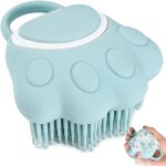(bleu) brosse de bain pour chiens et chats, brosse de bain en silicone souple avec distributeur de gel ...