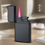 (bleu ciel) briquet  flamme rouge  jet mtallique, rechargeable au butane, rglable, portable, coupe ...