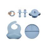 Bleu - ensemble'alimentation en silicone pour bébé, sans bpa, qualité alimentaire, bavoir, fourchette, ... Bleu - ensemble'alimentation en silicone pour bébé, sans bpa, qualité alimentaire, bavoir, fourchette, ...
