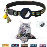 (bleu fonc�) tracker non inclus, collier pour chat airtag avec boucle de s�curit�, cloche et pompon de ...