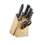 Bloc de couteaux - zwilling - gourmet - 7 pi�ces - acier inoxydable - bambou - design contemporain