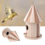 Bo�te de nid en bois, cage a oiseaux, maison, petits oiseaux, filet bleu