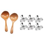 Bocal mason a bouche rgulire en acier inoxydable, bec verseur pour lgumes, louche a soupe en bois, ...