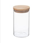 Bocal verre cylindre hermetique bois 1l 9. 7x18cm