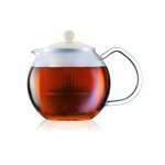 Bodum thiere a piston avec anse, couvercle et filtre assam 0, 5 l blanc creme et transparent