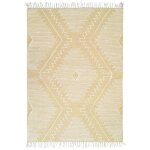 Boho zig zag - tapis en coton avec motifs zig zag en laine �paisse naturel 120 x 170 cm beige