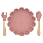 En bois de poudre - ensemble d'assiettes et cuillres en silicone pour bb, 9 couleurs, mignon, dessin ...