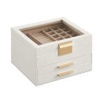 Bo�te � bijoux � 3 nievaux, blanc nuage + dor�