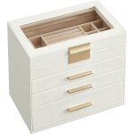 Bo�te � bijoux � 4 niveaux, blanc nuage, dor�