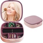 Bo�te � bijoux - baxing - pliable avec miroir - rose - 10x10cm - pratique et el�gante