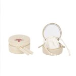 Boite a bijoux toile jolie maman 10x4cm beige