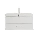 Bo�te � bijoux verre blanc ivoire bois mdf 30 x 17 x 24 cm