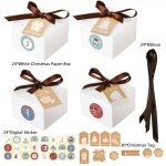 Bo�te � bonbons en papier kraft avec �tiquettes autocollantes, 24 ensembles de calendrier de l'avent ...