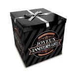 Bo�te cadeau joyeux anniversaire 30x30cm noir