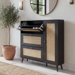 Boite � chaussures en rotin hwc - m37 127x120x24cm bois m�lamine noir