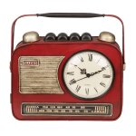 Bote  clefs poste radio avec horloge rouge vintage