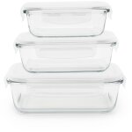 Bote hermtique pebbly rectangulaire en verre lot de 3