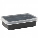 Bo�te herm�tique rectangulaire + couvercle - lot de 10 - noir - 0. 95 l