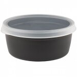 Bo�te herm�tique ronde + couvercle - lot de 10 - noir - 1. 2 l