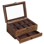 Bo�te � montres pr�sentoir � bijoux 8 places coffre � bijoux en bois massif avec coussinets vitre en ...