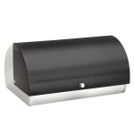 Boîte a pain en inox 38. 5x28x18. 5cm avec couvercle a rabat cheffinger noir / argent Boîte a pain en inox 38. 5x28x18. 5cm avec couvercle a rabat cheffinger noir / argent