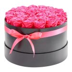Bo�te ronde avec 27 roses pr�serv�es - duoku - bouquet de fleurs eternelles en rouge rose, id�al comme ...