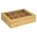 Boite a th� 12 compartiments  bambou  28cm beige