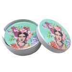 Boite verte contenant 6 sous - verres frida khalo