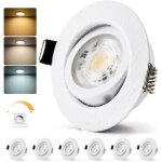 Bojim spot led encastrable 7w dimmable, salle de bain ip44, trou 68mm - 80mm, blanc chaud neutre froid, ...