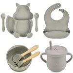 Bol assiette bb , ensemble de gobelets a bavoir en silicone de qualit alimentaire, vaisselle pour ...