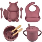 Bol assiette bb , ensemble de gobelets a bavoir en silicone de qualit alimentaire, vaisselle pour ...