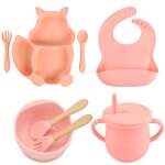 Bol assiette bb , ensemble de gobelets a bavoir en silicone de qualit alimentaire, vaisselle pour ...
