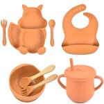 Bol assiette bb , ensemble de gobelets a bavoir en silicone de qualit alimentaire, vaisselle pour ...