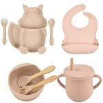 Bol assiette bb , ensemble de gobelets a bavoir en silicone de qualit alimentaire, vaisselle pour ...