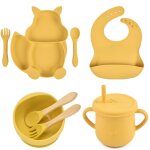 Bol assiette bb , ensemble de gobelets a bavoir en silicone de qualit alimentaire, vaisselle pour ...