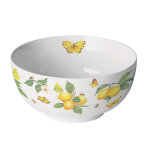 Bol blanc en porcelaine citrons et papillons jaunes