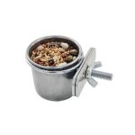 Bol a boire en acier inoxydable, anti - retournement, cage suspendue pour oiseaux de compagnie, bol d'alimenta ...